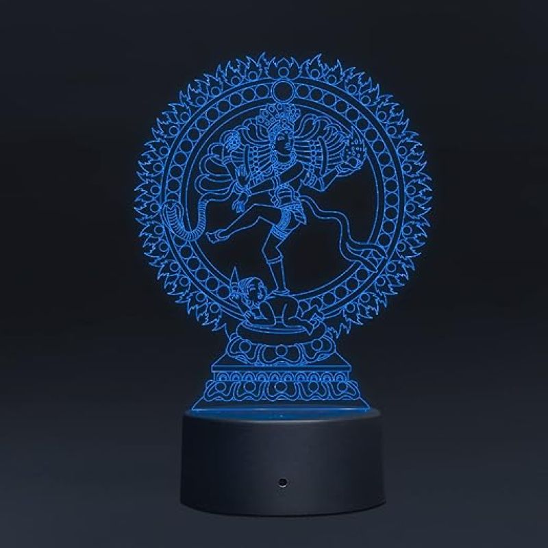 3D Illusion Shiva Natraj Led Night Lamp 7 Color Changing Light Home Office Pooja Room Decor Circle Base