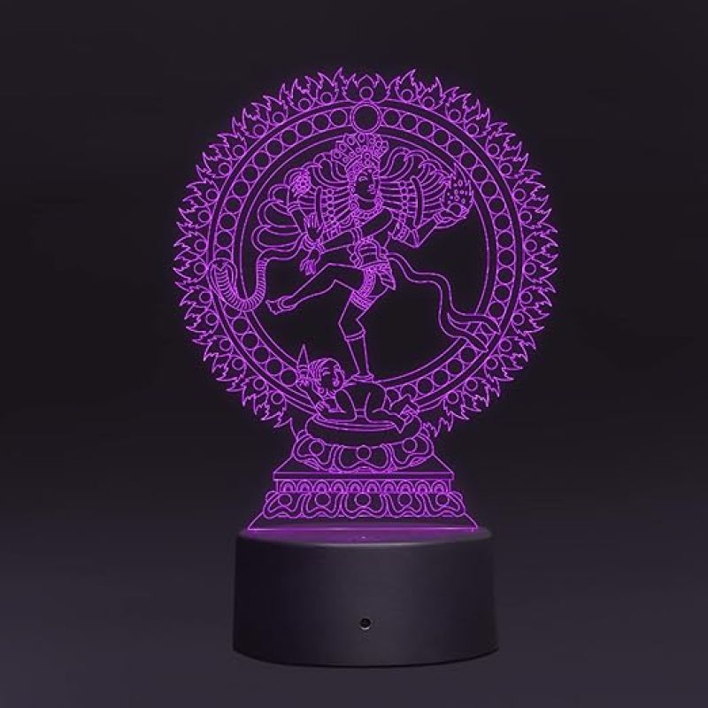3D Illusion Shiva Natraj Led Night Lamp 7 Color Changing Light Home Office Pooja Room Decor Circle Base