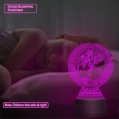 3D Illusion Shiva Natraj Led Night Lamp 7 Color Changing Light Home Office Pooja Room Decor Circle Base