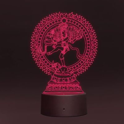 3D Illusion Shiva Natraj Led Night Lamp 7 Color Changing Light Home Office Pooja Room Decor Circle Base