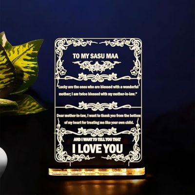 To My Sasu Maa English Quote Led Night Lamp with Warm White Color Gift for Mother in Law on Her Birthday