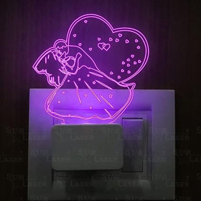 3D Illusion Couple Plug Night Lamp with 7 Color Changing Light Gift for Anniversary Valentine Day