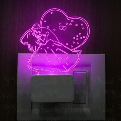 3D Illusion Couple Plug Night Lamp with 7 Color Changing Light Gift for Anniversary Valentine Day