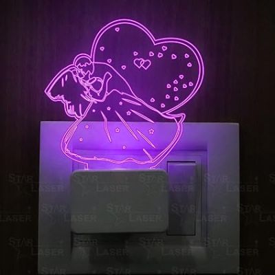 3D Illusion Couple Plug Night Lamp with 7 Color Changing Light Gift for Anniversary Valentine Day