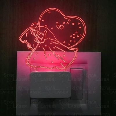 3D Illusion Couple Plug Night Lamp with 7 Color Changing Light Gift for Anniversary Valentine Day