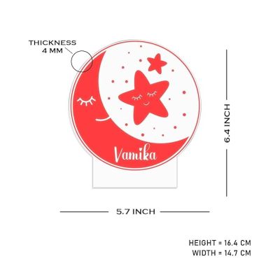 Personalized Name Night Lamp with Warm White Color Moon & Star Design Lamp Birthday Gift for Kids, Friend
