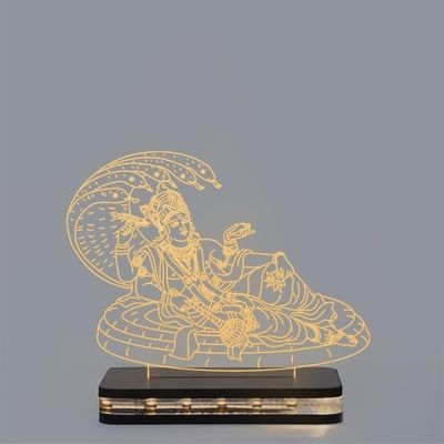3D Illusion Lord Vishnu Led Night Lamp with Warm White Color Home Office Pooja Room Decor