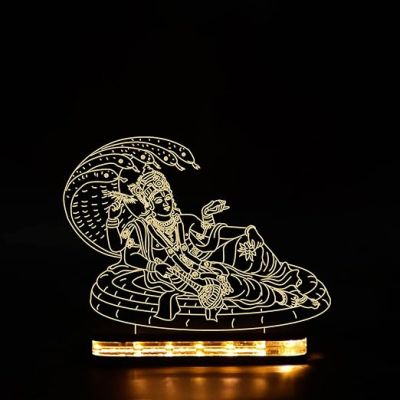 3D Illusion Lord Vishnu Led Night Lamp with Warm White Color Home Office Pooja Room Decor