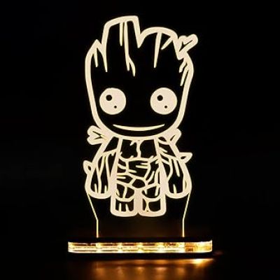 3D Cute Groot Led Night Lamp with Warm White Color Birthday Gifts Kids and Kid Room Decor