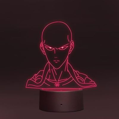3D Illusion Punch Man Led Night Lamp 7 Color Changing Light Color Gift For Anime Lover Circle Base