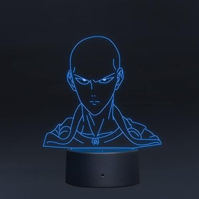 3D Illusion Punch Man Led Night Lamp 7 Color Changing Light Color Gift For Anime Lover Circle Base