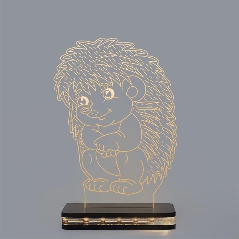 3D Illusion Baby Echidna Porcupines Led Night Lamp with Warm White Color Birthday Gifts Kids