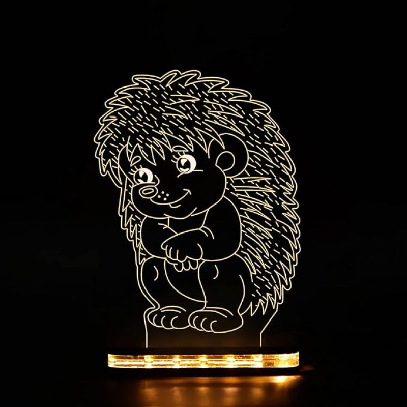 3D Illusion Baby Echidna Porcupines Led Night Lamp with Warm White Color Birthday Gifts Kids