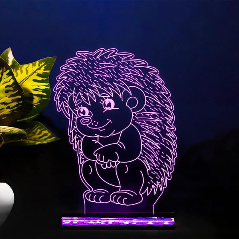 3D Illusion Baby Echidna Porcupines Led Night Lamp 16 Color Changing Light and Remote Control Birthday Gifts Kids