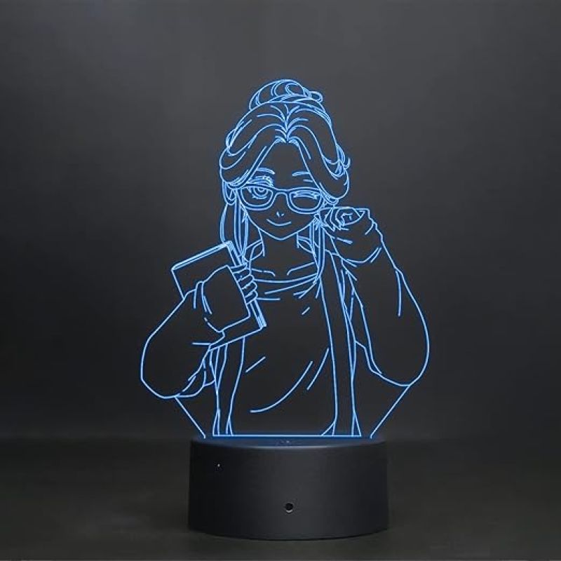 3D Girl Anime Led Night Lamp 7 Color Changing Light Birthday Gifts for Girl Circle Base