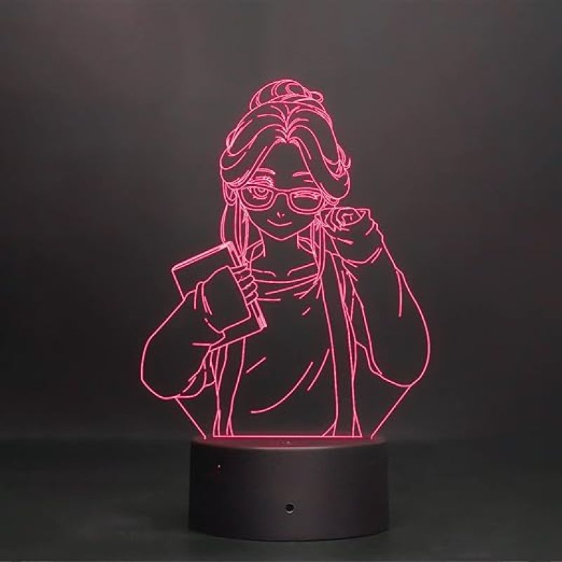 3D Girl Anime Led Night Lamp 7 Color Changing Light Birthday Gifts for Girl Circle Base