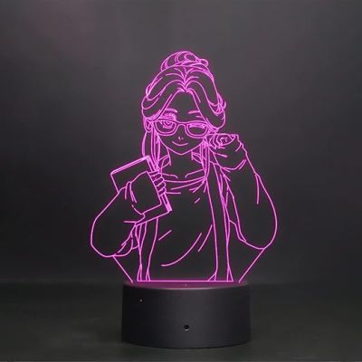 3D Girl Anime Led Night Lamp 7 Color Changing Light Birthday Gifts for Girl Circle Base
