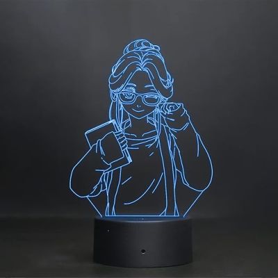 3D Girl Anime Led Night Lamp 7 Color Changing Light Birthday Gifts for Girl Circle Base