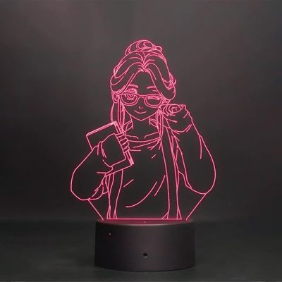 3D Girl Anime Led Night Lamp 7 Color Changing Light Birthday Gifts for Girl Circle Base