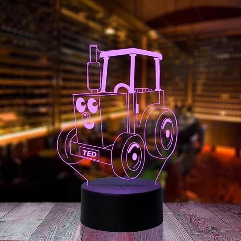 3D Illusion Thomas The Train Cartoon Led Night Lamp 7 Color Changing Light Best Gift for Children Girls Boys Gift for Cartoon Lover Kids Room & Home Decoration Circle Base
