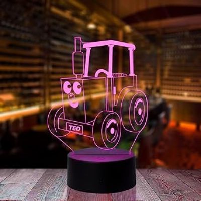 3D Illusion Thomas The Train Cartoon Led Night Lamp 7 Color Changing Light Best Gift for Children Girls Boys Gift for Cartoon Lover Kids Room & Home Decoration Circle Base