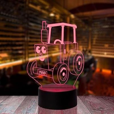 3D Illusion Thomas The Train Cartoon Led Night Lamp 7 Color Changing Light Best Gift for Children Girls Boys Gift for Cartoon Lover Kids Room & Home Decoration Circle Base