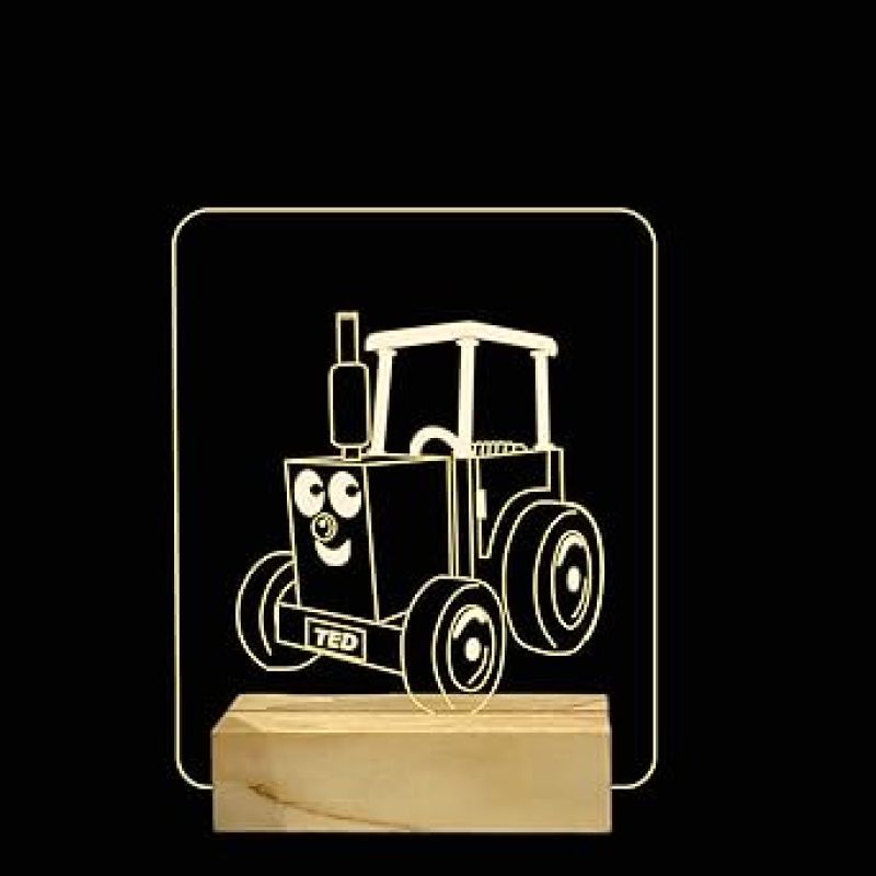 3D Illusion Thomas The Train Cartoon Night Lamp with Warm White Color Best Gift for Children Girls Boys Gift for Cartoon Lover Kids Room & Home Decoration Wooden Base