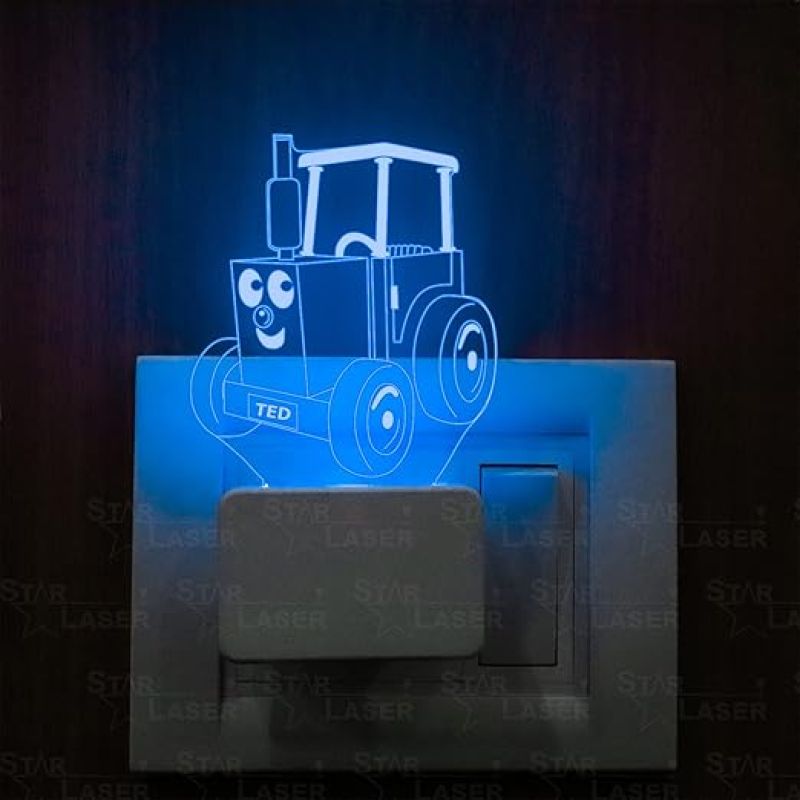 3D Illusion Thomas The Train Cartoon Plug Night Lamp with 7 Color Changing Light  Best Gift for Children Girls Boys Gift for Cartoon Lover Kids Room & Home Decoration Wooden Base