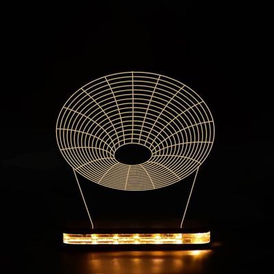 3D Illusion Wireframe Shape Led Night Lamp with Warm White Color Home Decoration Light