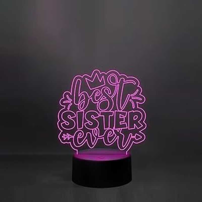 Best Sister Ever led Night lamp Led Night Lamp 7 Color Changing Light Gift For Sister Circle Base