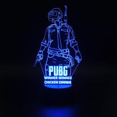 PUBG Led Night Lamp 7 Color Changing Light Gift For PUBG Lover & Game Room Decor Circle Base
