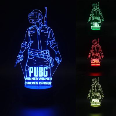 PUBG Led Night Lamp 7 Color Changing Light Gift For PUBG Lover & Game Room Decor Circle Base