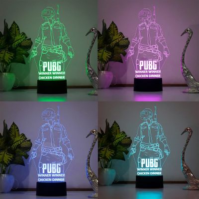 PUBG Led Night Lamp 7 Color Changing Light Gift For PUBG Lover & Game Room Decor Circle Base