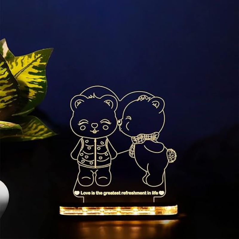 Cute Teddy Led Night Lamp with Warm White Color Gift for Loveable Person