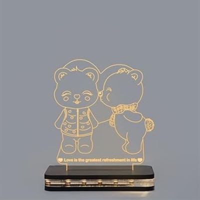 Cute Teddy Led Night Lamp with Warm White Color Gift for Loveable Person