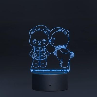 Cute Teddy Led Night Lamp 7 Color Changing Light Gift for Loveable Person Circle Base