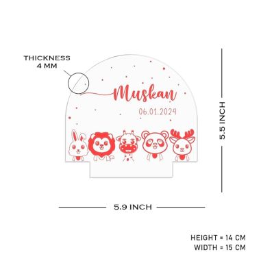 Baby Animal Design Night Lamp with Multicolored Light Customized with Name & Date Birthday Gift Kids, Wife, Girlfriend, Room Decor Light