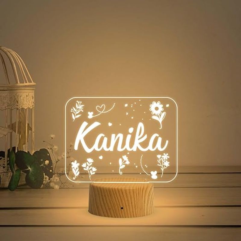 Personalized Person Name Night Lamp with Warm White Light Birthday Gift for Wife Girlfriend Office Friend (Design 8)