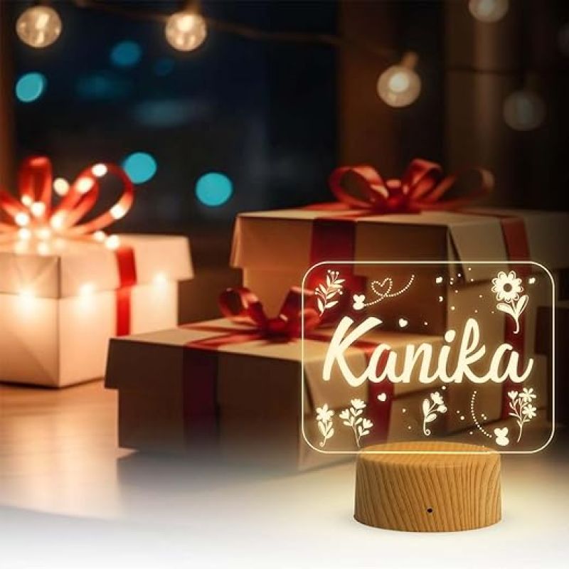 Personalized Person Name Night Lamp with Warm White Light Birthday Gift for Wife Girlfriend Office Friend (Design 8)