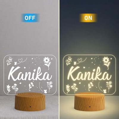 Personalized Person Name Night Lamp with Warm White Light Birthday Gift for Wife Girlfriend Office Friend (Design 8)