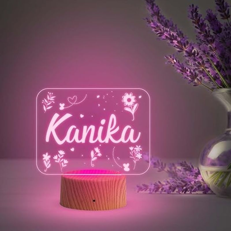 Personalized Person Name Night Lamp with Multicolored Light Birthday Gift for Wife Girlfriend Office Friend (Design 8)