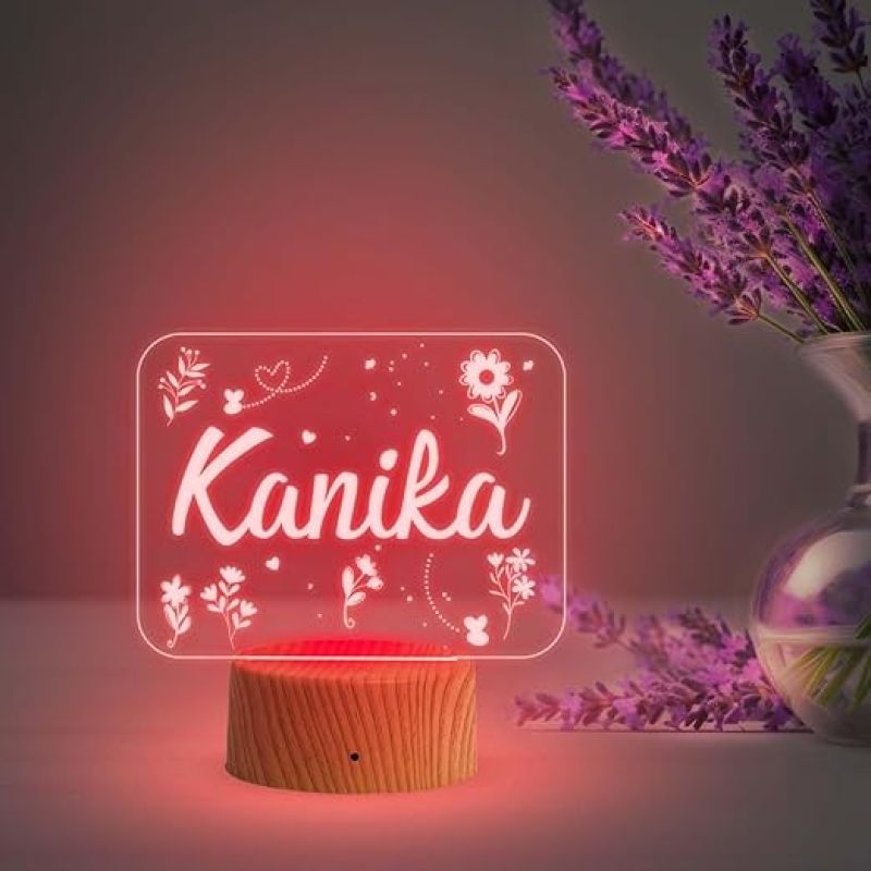 Personalized Person Name Night Lamp with Multicolored Light Birthday Gift for Wife Girlfriend Office Friend (Design 8)