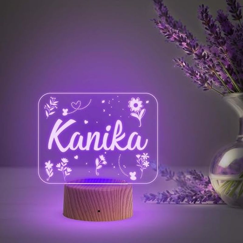 Personalized Person Name Night Lamp with Multicolored Light Birthday Gift for Wife Girlfriend Office Friend (Design 8)