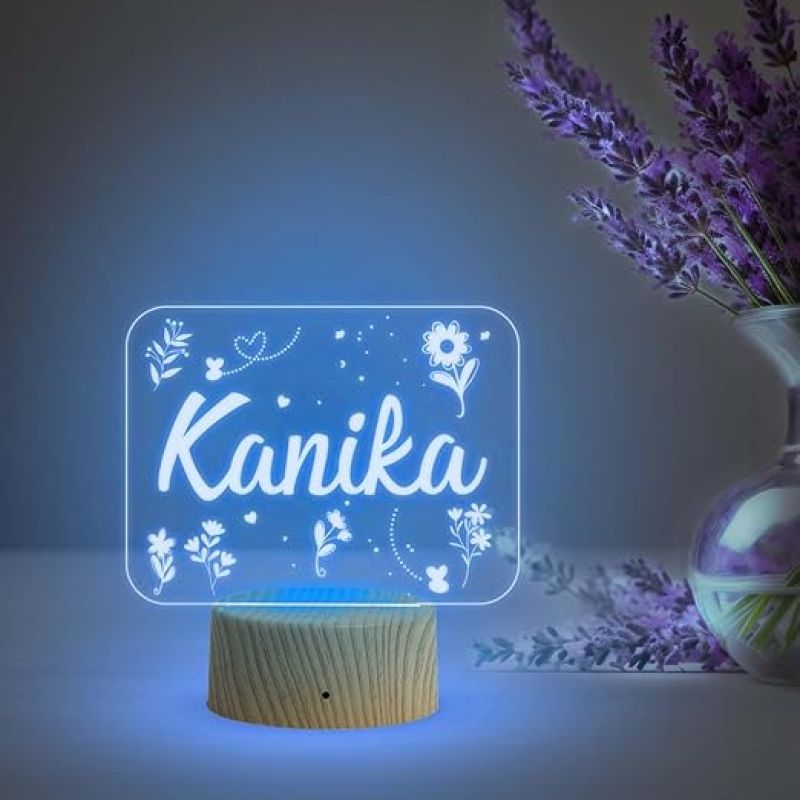 Personalized Person Name Night Lamp with Multicolored Light Birthday Gift for Wife Girlfriend Office Friend (Design 8)