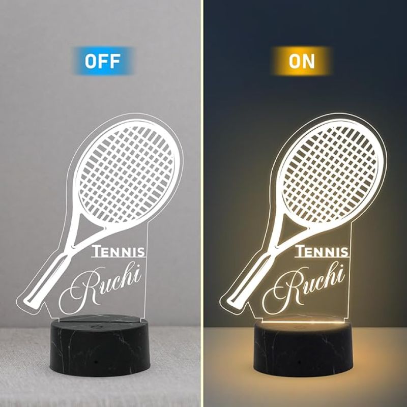 Personalized Name Tennis Night Lamp with Warm White Light Gifts for Tennis & Sport Lover Birthday Gift for Tennis Player