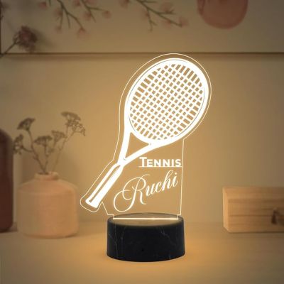 Personalized Name Tennis Night Lamp with Warm White Light Gifts for Tennis & Sport Lover Birthday Gift for Tennis Player