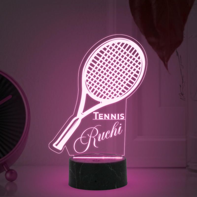 Personalized Name Tennis Night Lamp with 7 Color Changing Light Gifts for Tennis & Sport Lover Birthday Gift for Tennis Player