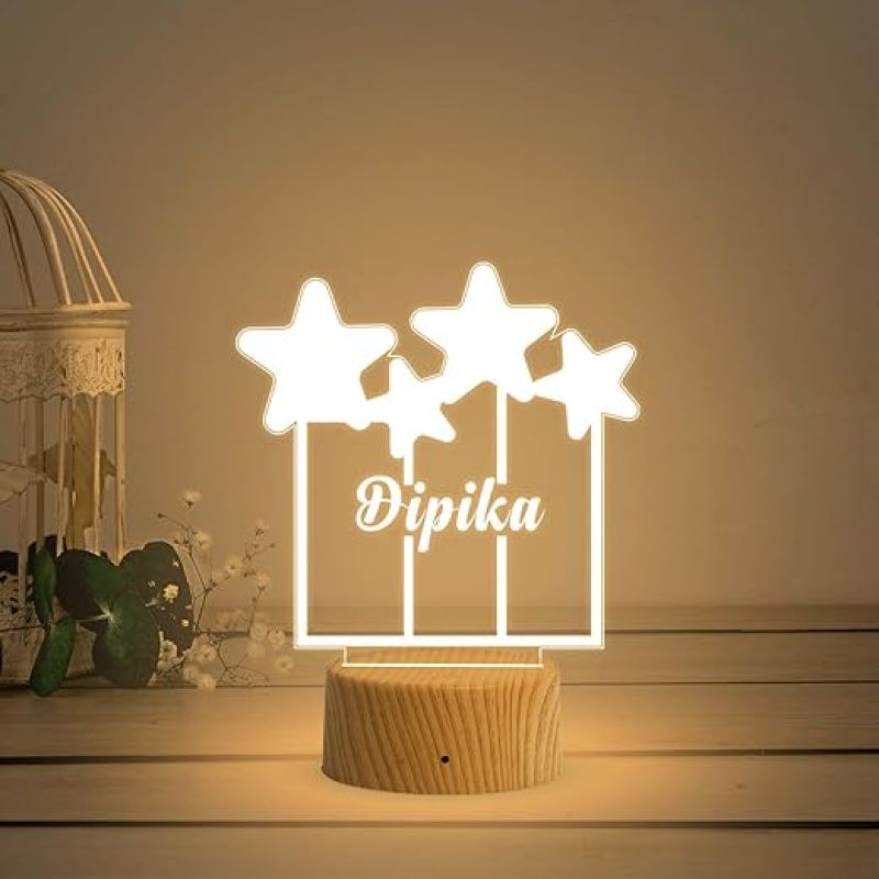 Personalized Name Led Lamp 3D Illusion Table Light Customized Birthday Gift for Husband Wife Girlfriend Boyfriend Office Friend Warm White Light (Design 4)