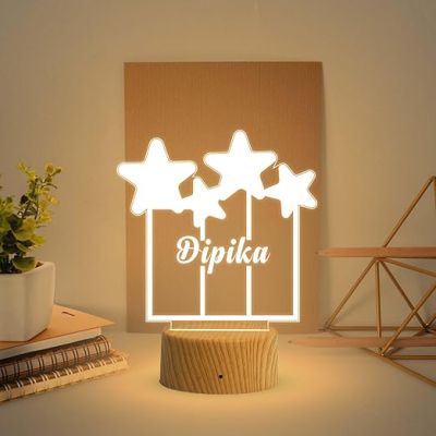 Personalized Name Led Lamp 3D Illusion Table Light Customized Birthday Gift for Husband Wife Girlfriend Boyfriend Office Friend Warm White Light (Design 4)