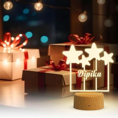 Personalized Name Led Lamp 3D Illusion Table Light Customized Birthday Gift for Husband Wife Girlfriend Boyfriend Office Friend Warm White Light (Design 4)